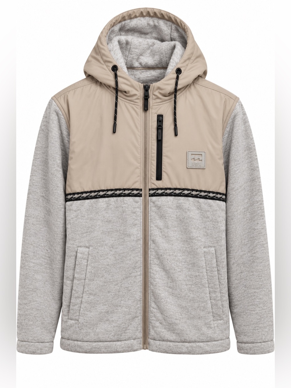 NWT Billabong A/Div Boundary Lite Full Zip Fleece Jacket Beige Gray Men’s L